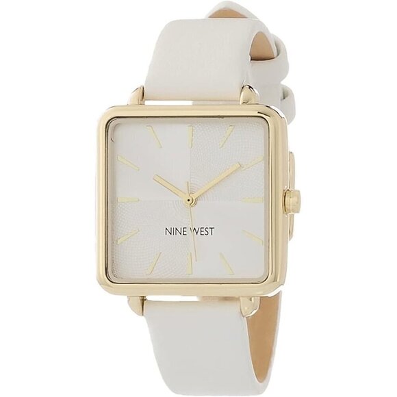 ✨ Nine West Strap Watch Women White Mineral Crystal Lens Textured Dial Watch - Picture 1 of 8